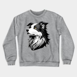 Stunning and Cool Bearded Collie Monochrome and Gold Portrait for Father's Day Crewneck Sweatshirt